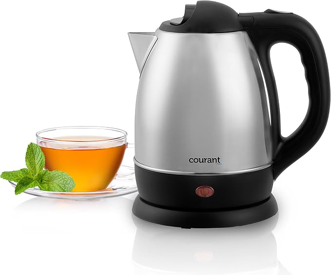 Courant 1.5 liter Cordless Stainless Steel Electric Kettle – 120V electric kettle with 360 Degree Rotational Body