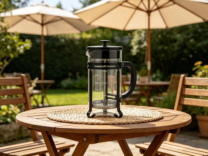 French Press Coffee Maker 21oz, Glass Coffee Press With Extra Filter-Black | Thickened Glass Stainless Steel, for Coffee, Cold Brew,Tea & Cocoa