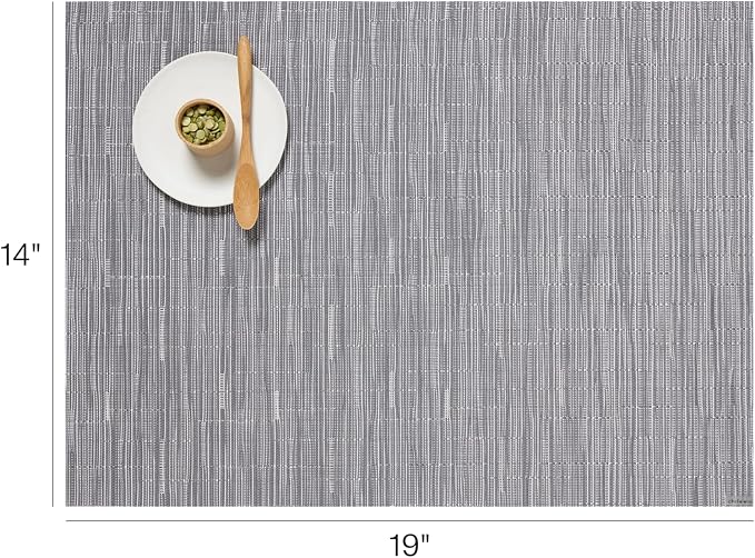 Chilewich Bamboo Placemats Set of 4, Woven Rectangle Placemats | Reusable, Stain-Resistant, Indoor/Outdoor Tabletop Protection, 19" x 14", Fog