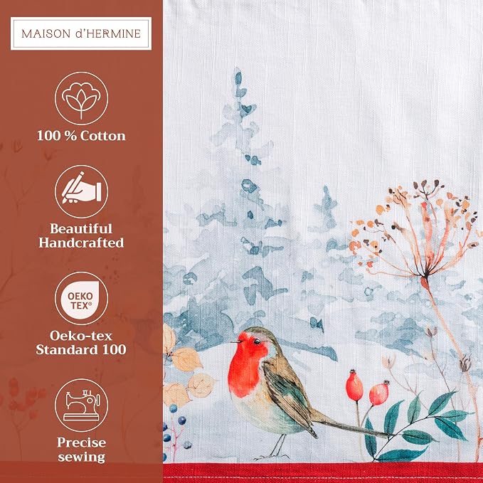 Maison d' Hermine Placemats Set of 4 Reusable 100% Cotton (13"x19") | Cloth Place Mats Washable Table Mats for Kitchen Dining Party Wedding Hotel Home Thanksgiving Christmas - Morzine