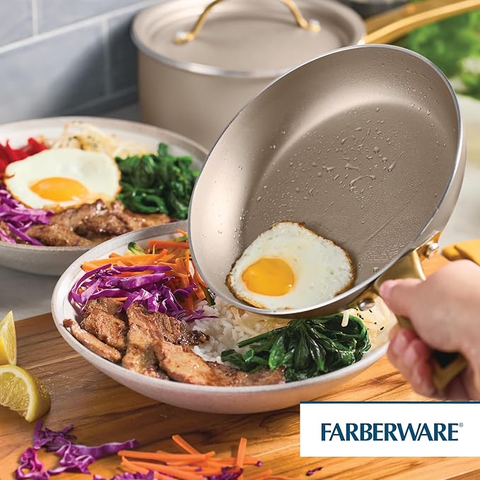 Farberware Radiant Nonstick Frying Pan/Skillet, Dishwasher Safe, 10 Inch Open Fry Pan - Champagne