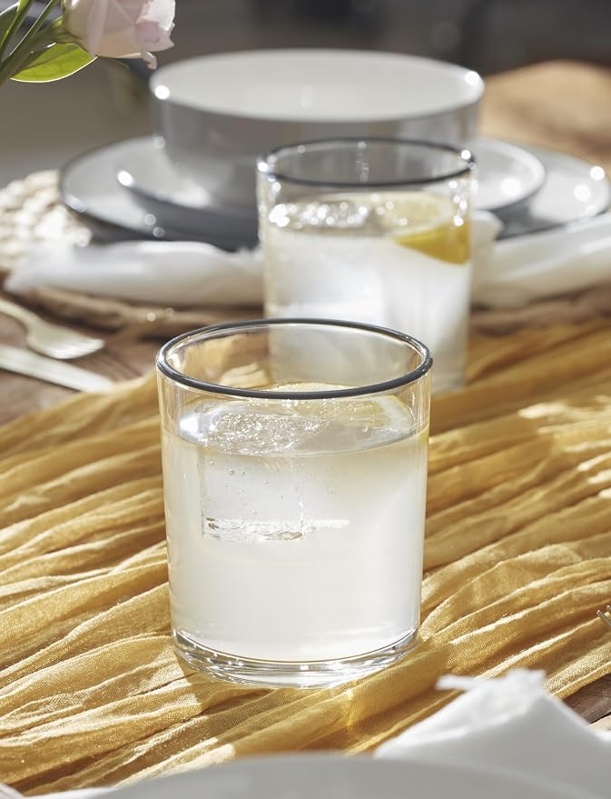 Oneida 24 Seven Pumice Glass Tumblers, 13.5oz, Set of 6 | dishwasher safe | classic versatile glassware, drinking glasses | 4 inch, 13.5oz, gift for women, cups