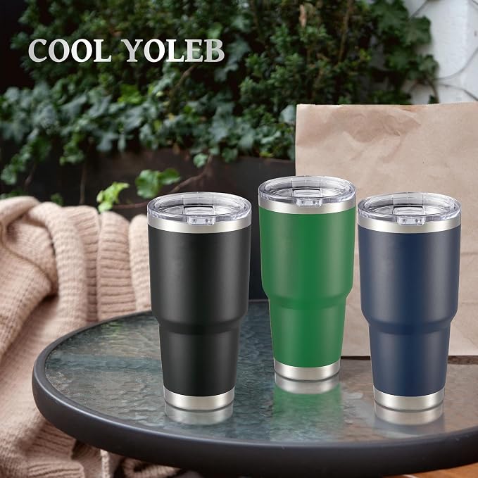 30 oz Tumbler with Lid Stainless Steel Tumblers Bulk, 12 Pack | Vacuum Insulated Cup, Leak Proof Lid, Powder Coated Travel Mug, Double Wall, Keep Cold Drinks for 12 Hours, Dark Green