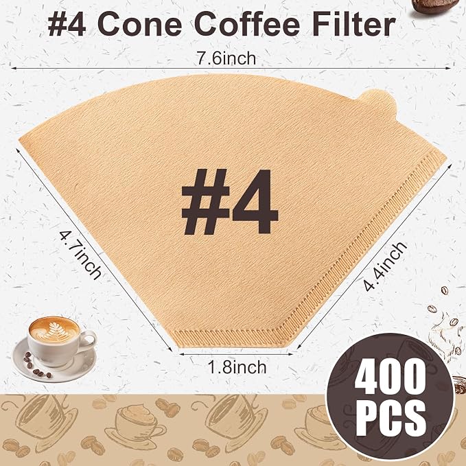 100 Count #4 Cone Coffee Filters 8-12 Cup Compatible with Ninja Maker | Unbleached, Disposable, Natural Wood Pulp Coffee Filters Compatible with Ninja, Pour Over and Drip Coffee Maker