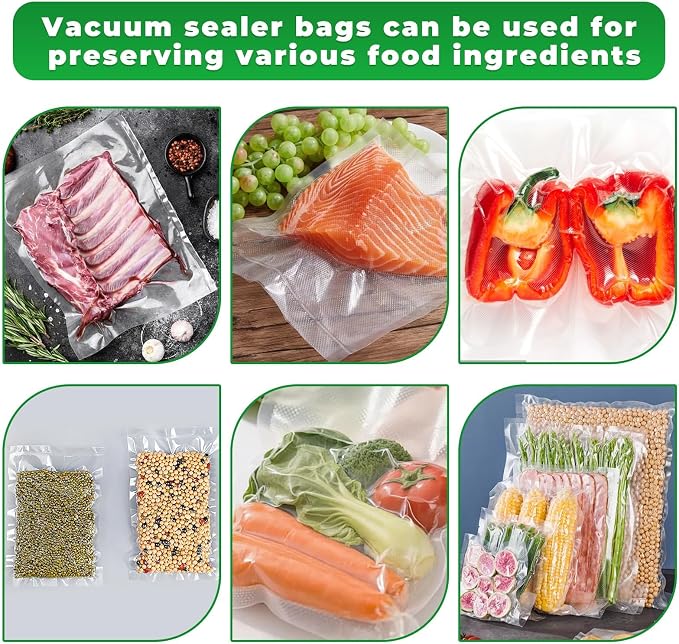 Vacuum Sealer Bags 38 PCS, 7.8" x 11.8" BPA Free Commercial Grade | Textured Vacuum Sealing Bags, Heavy Duty for Food Storage Meal Prep or Sous Vide Cooking