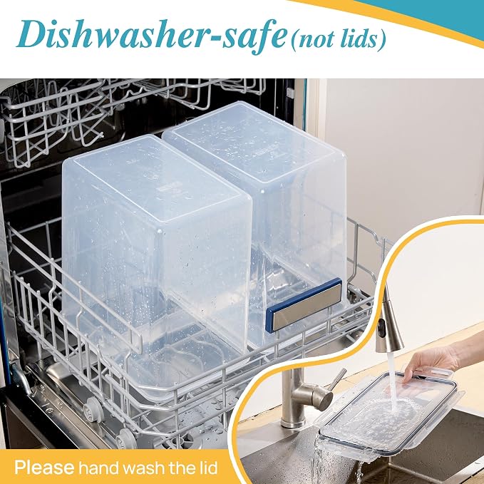 Vtopmart 9.5L Flour Sugar Storage Containers, 2 Pack, Each Fits 12.5 lb | Each for 12.5 lb Flour, Airtight Seal, Multiple Sizes, BPA Free, Food Grade Material, Dishwasher Safe (Not Lids)