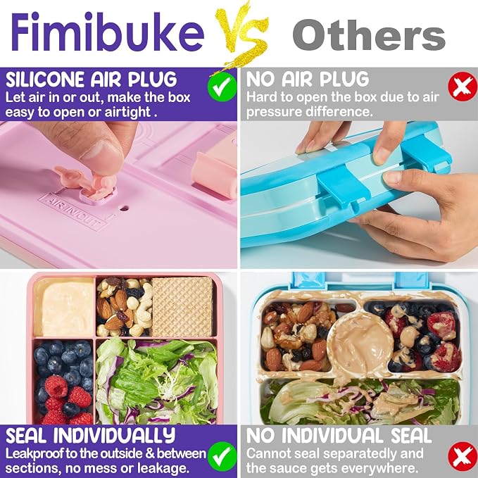 Fimibuke Chill Bento Box for Kids Adult, Leak Proof Toddler Lunch Box with Ice Pack Keep Food Cold, BPA Free 4 Compartment Lunch Container with Utensils for Girl Boy School, Microwave Dishwasher Safe | Keep Cold Leak Proof BPA Free 4 Compartment Lunch ...