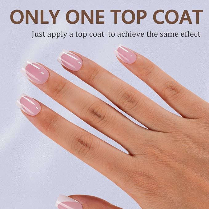 Misssix French Tip Press on Nails, 150Pcs Short Square Fake Nails Pink | French Tip Gel Nail Tips, No Need to File Tips Pre-lasting, Fake Nails for Nail Art DIY 15 Sizes