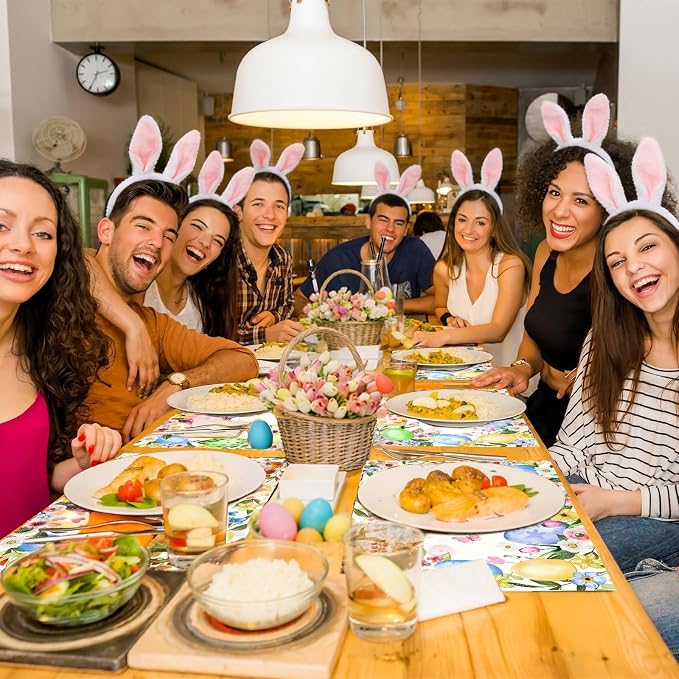 50 Pack Easter Disposable Paper Placemats - Colorful Eggs Table Mats | 16x11 Inch Waterproof Heat Resistant Place Mats Easter Brunch, Spring Party,Wedding Party Supplies
