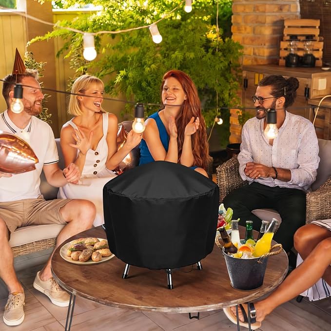 Grill Cover for Cuisinart CCG190RB Portable Charcoal | Waterproof Griddle Cover for Weber Smokey Joe 14 Inch Grill - 16" D×15" H, Black