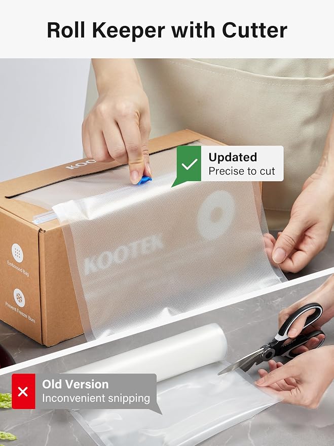 Kootek 11" x 150' Vacuum Sealer Bags Roll for Food with Cutter Dispenser | BPA-Free, Compatible with All Vacuum Sealers, Customizable Size, for Sous Vide/Microwave/fridge, Long Term Storage, Meal Prep