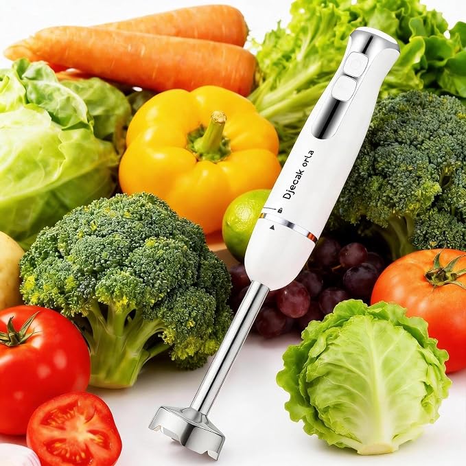 Upgraded 700W Immersion Hand Blender, White | 20 Variable Speeds, Up to 15,500 RPM Stick Mixer for Smoothies,Soup, Puree & Baby Food