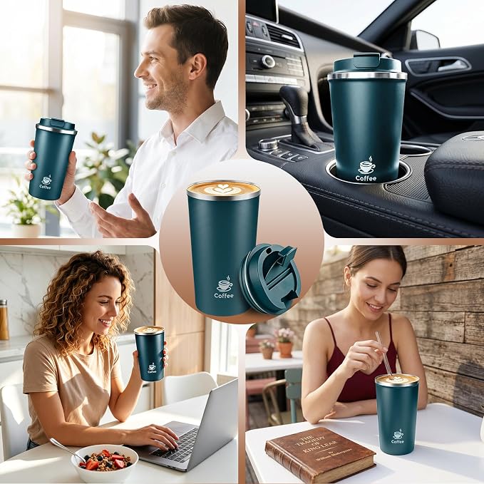 17oz Travel Coffee Mug ,Leakproof Vacuum Coffee Cup Insulated Tumbler | 304 Stainless Steel, Double-Wall Vacuum Insulated, Leakproof, Fits Hot & Cold Drinks Car Cup Holders, Travel, Office