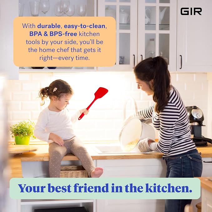 GIR: Get It Right Cooking Spatula Turner - Rubber Spatula - Seamless Silicone Nonstick Flipper - Heat-Resistant Cooking Utensil, Ultimate Turner - 13IN - Red