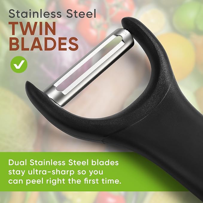 Spring Chef Swivel Vegetable Peeler & Y Potato Peeler w/Soft Grip Handles | Apple Peelers with Ultra Sharp Stainless Steel Blades, Multifunctional Peelers for Kitchen, Perfect for Carrot, Veggie, Fruit