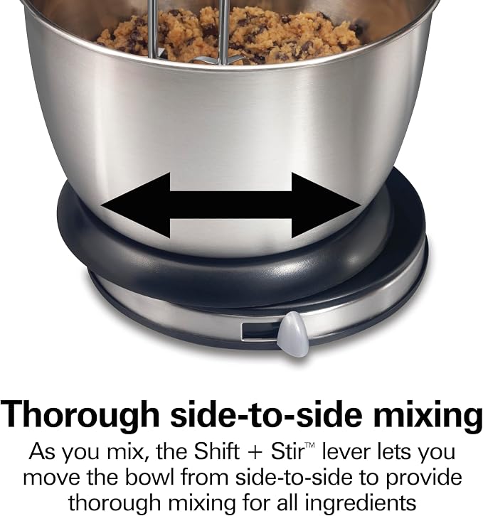 Hamilton Beach Classic Stand and Hand Mixer, 4 Quarts, 6 Speeds with QuickBurst, Bowl Rest, 290 Watts Peak Power, Black and Stainless | 2-in-1 Versatility | QuickBurst For Added Power | 290 Watts Peak Power | Built-In Bowl Rest | Black and Stainless Steel