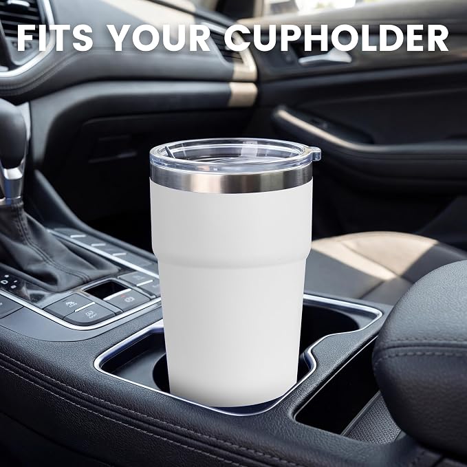 MEWAY 16oz Tumbler Double Wall Vacuum Insulated Travel Mug Bulk, Stainless Steel Tumblers with Lid, Powder Coated Coffee Cups for Cold & Hot Drinks (White,6 Pack)
