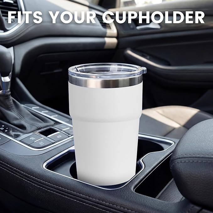 MEWAY 16oz Tumbler Double Wall Vacuum Insulated Travel Mug Bulk, Stainless Steel Tumblers with Lid, Powder Coated Coffee Cups for Cold & Hot Drinks (White,12 Pack)
