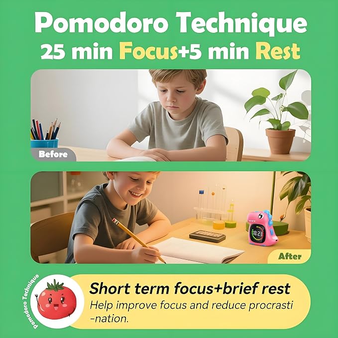 Visual Timer for Kids 99 Minute Digital Potty Training Timer for Homeschool | Dinosaur roar; Dinosaur Look; Long Battery Life