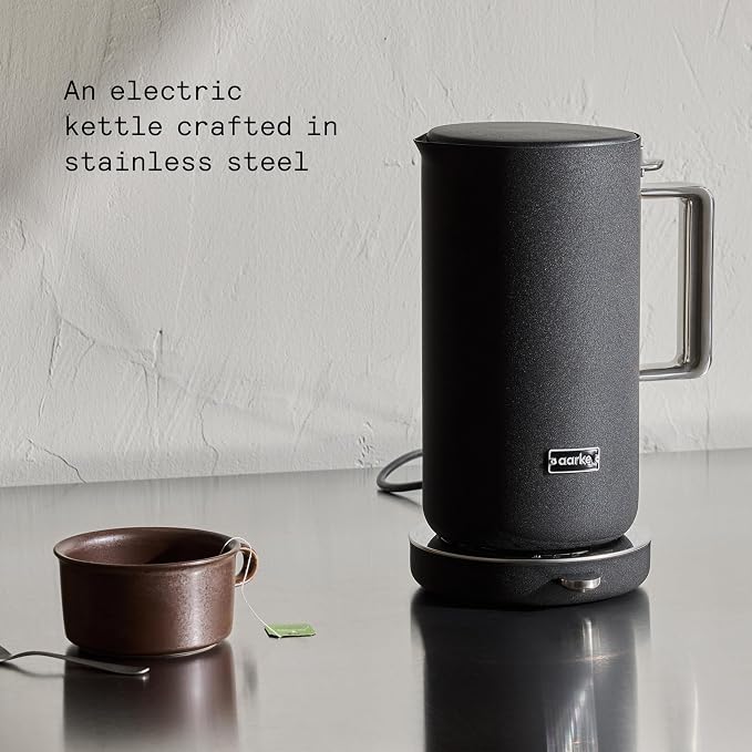 Aarke Kettle - Electric Stainless Steel Tea Kettle 1.2L (40oz), Matte Black | Temperature Control, Non-Drip Spout, Double-Wall Construction, Dry Boil Protection, Heat-Safe Handle, LED Cool-Down Indicator