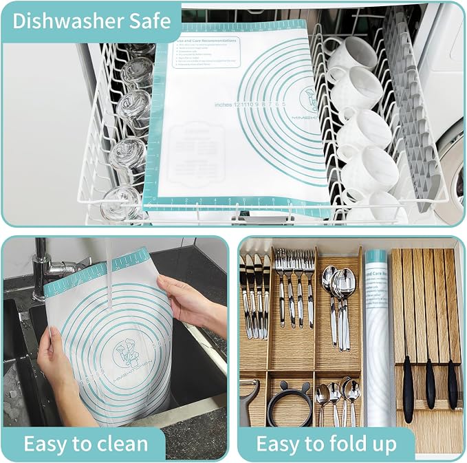 Non-Stick Silicone Pastry Mat, Silicone Baking Mat - Dough Mat for Rolling, Silicone Mat for Baking Cookies Macarons Bread, Extra Large 26 x 16 Inch