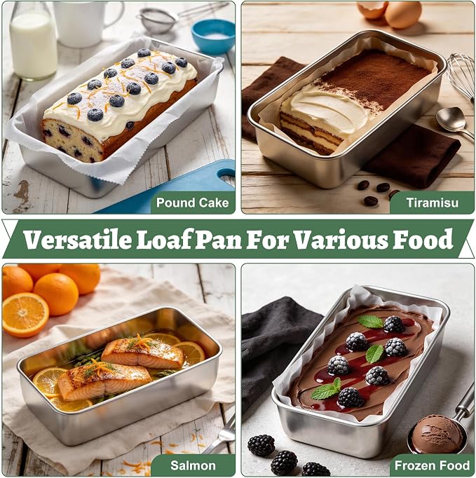 TeamFar Loaf Pan for Baking Bread, 9 x 5 Inch Bread Pan with Lid, Set of 3 | Stainless Steel Meatloaf Pan Tin for Homemade Bread, Brownies, Meal Prep, Storage, Healthy & Dishwasher Safe