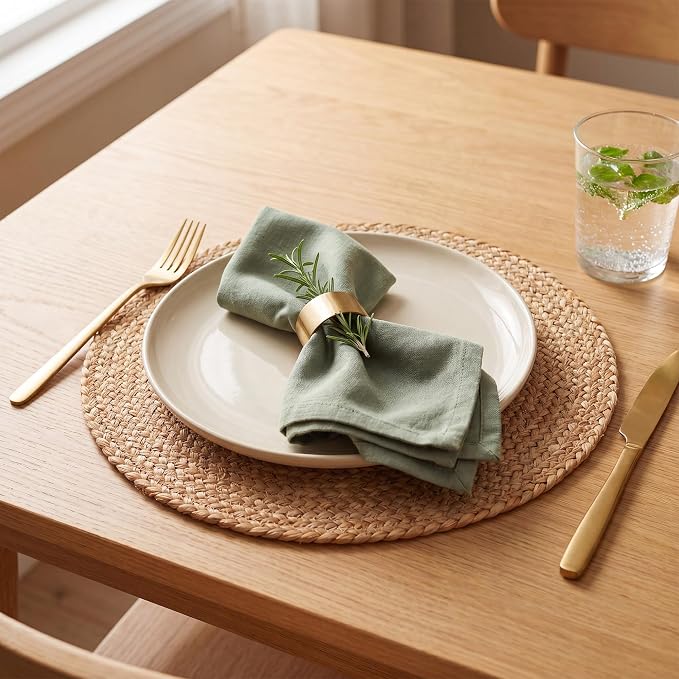 Natural Jute Placemats Set of 16, Round Woven Table Mats, 13 Inch Rattan Charger Plates, Bulk Set for Weddings, Parties & Events