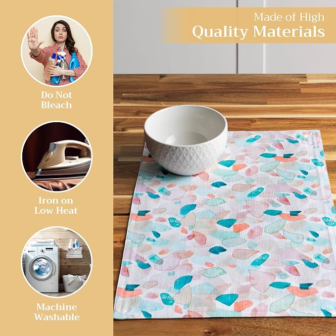 Maison d' Hermine Placemats Set of 4 Reusable 100% Cotton (13"x19") | Cloth Place Mats Washable Table Mats for Kitchen Dining Party Wedding Hotel Home Restaurant Spring Summer - Summer Picnic