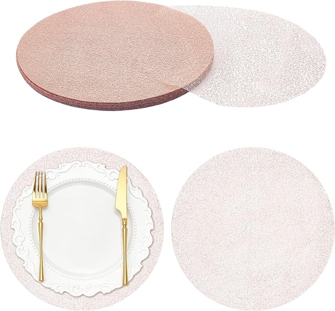 120PCS Disposable Gold Placemats Set, 13 in Rose Gold Foil Table Mat Bulk | Metallic Mesh Pressed Round Charger Doilies for Table, Paper Placemats for Wedding Birthday Dining Party Home Decor