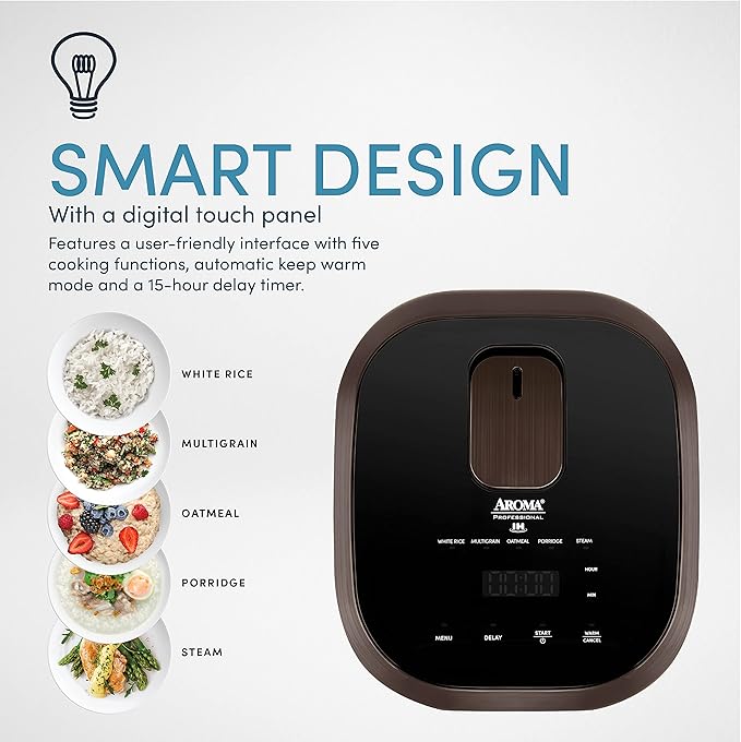 Aroma Housewares Professional 12-Cups (Cooked) / 3Qt. 360° Induction Rice Cooker & Multicooker (ARC-7606B), Black, 12 Cup
