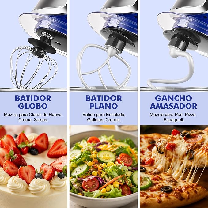 Kitchen in the box Stand Mixer,3.2Qt Mini Electric Food Mixer,6 Speeds Portable Lightweight Kitchen Mixer for Daily Use with Egg Whisk,Dough Hook,Flat Beater (Reflex Blue)