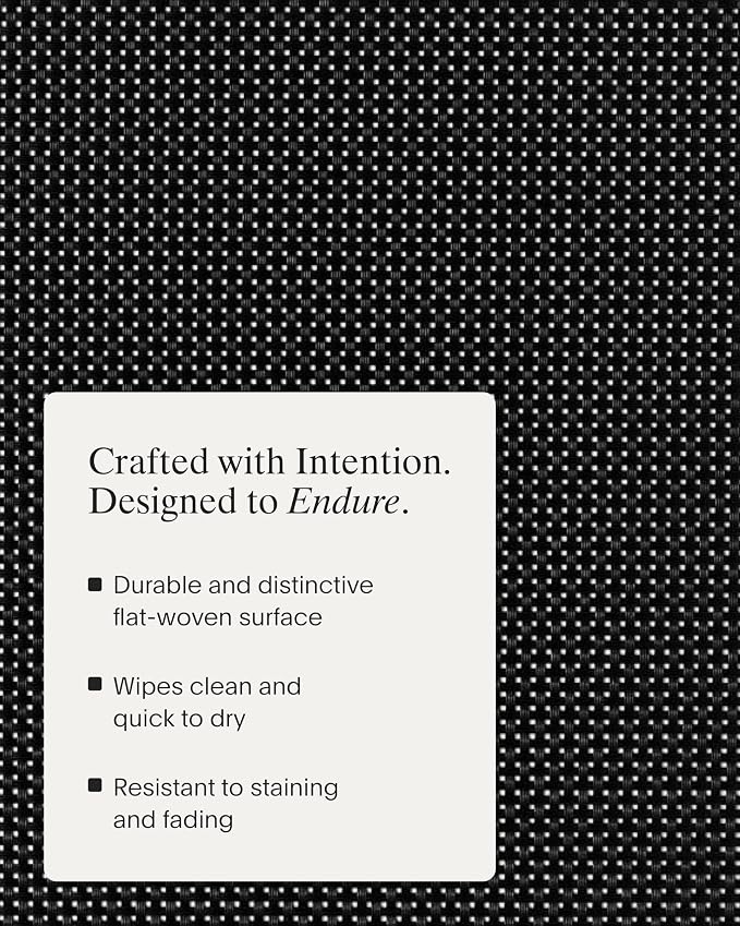 Chilewich Basketweave Placemats, Woven Rectangle Placemats Set of 4 | Reusable, Stain-Resistant, Indoor/Outdoor Tabletop Protection, Black, 14" x 19"