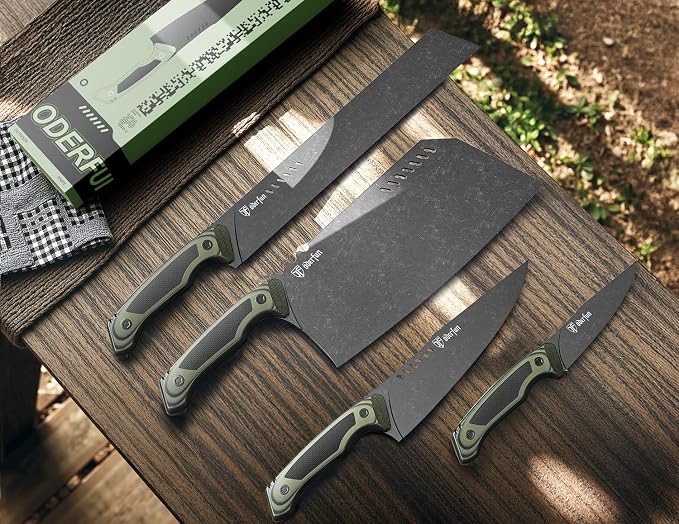 8 inch Chef Knife with Leather Sheath, G10 Handle Kitchen Knife | Ultra Sharp Stainless Stee Blade, Full Tang, Gyuto Style for Home Cooking and Outdoor Camping, Knives for Men Him Husband