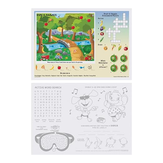 Hoffmaster 310693 Fun Games 2-Sided Placemat, 10" Length x 14" Width (Pack of 1000)