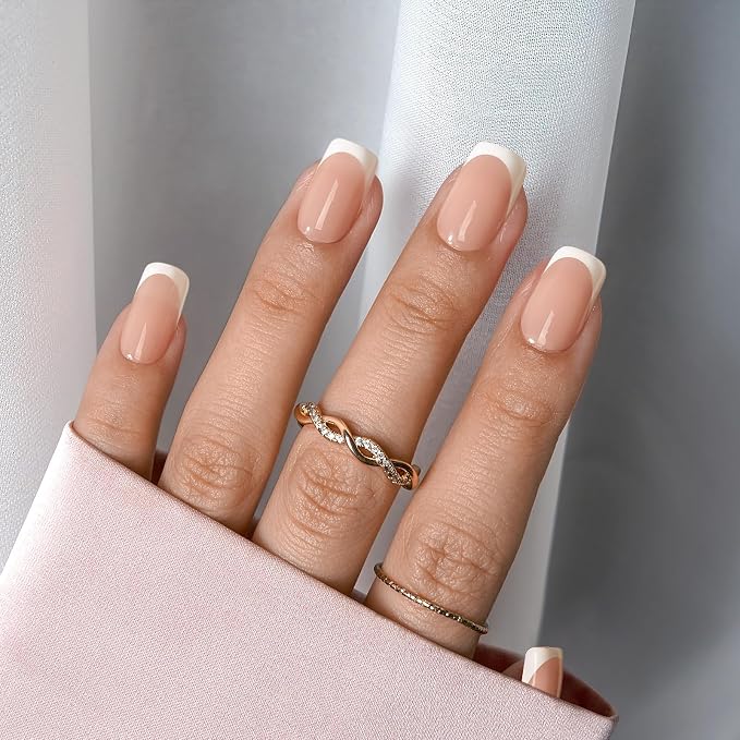 BTArtboxnails XCOATTIPS White French Tip Press On Nails, S Square, Nude | Lamp-Curable 4-Week Wear, Salon Quality Value at Home, Natural Nail Look, Easy-to-Apply for Beginners, 160ct Nail Tips Only
