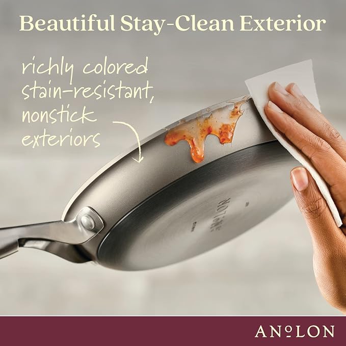 Anolon Achieve Hard Anodized Nonstick Cookware Pots and Pans Set, 9 Piece - Silver
