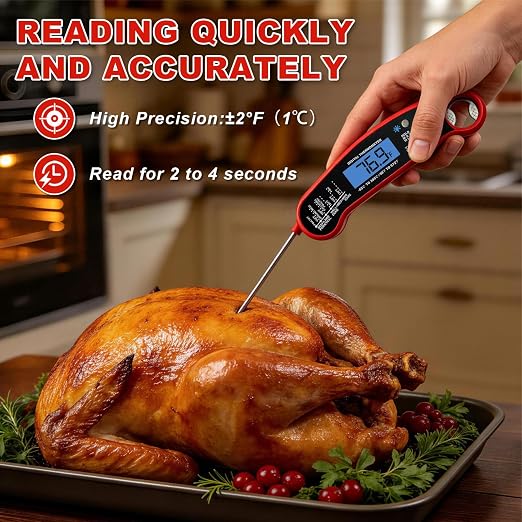 Meat Thermometer Digital, High Accuracy Waterproof Instant Read Food Thermometer for Cooking, Grilling, Baking Bread, Candy Making