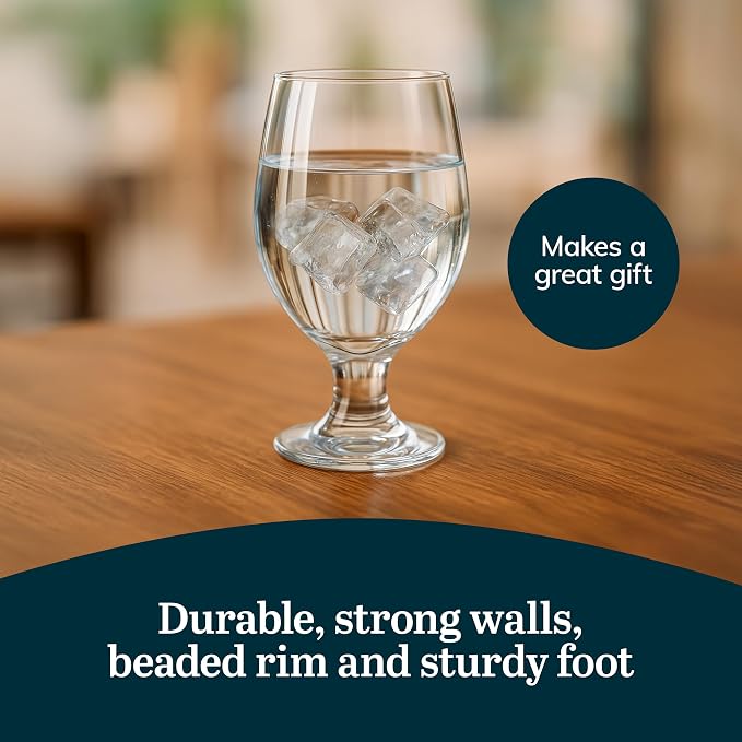 Libbey 14 Oz Perception Banquet Goblet Glasses, Elegant Iced Tea Stemware Glasses, Versatile Goblets Glassware Set of 12 for Cocktails, Wines and More