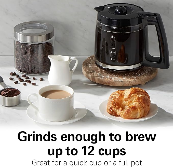 Hamilton Beach Fresh Grind Electric Coffee Grinder For Up To 12 Cups | Grinds Coffee Beans, Spices & More | Stainless Steel Blades | Easy-Clean Removable Chamber | White | 80420