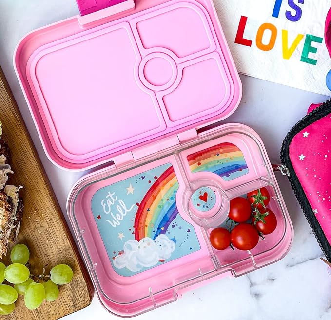 Yumbox Panino Leakproof Bento Lunch Box, Power Pink Rainbow | Sandwich-Friendly Tray, BPA-Free, Easy-Open Latch, Lightweight, Compact