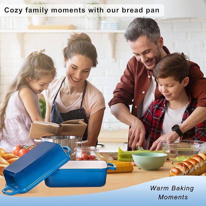 GRMImosa 9x5 Inch Cast Iron Loaf Pan with Lid, Loaf Pans for Homemade Bread | Cast Iron Bread Pan with Lid for Sourdough Baking, 9x5 Loaf Pan with 2-in-1 Design, Even Heat Distribution, Marseille