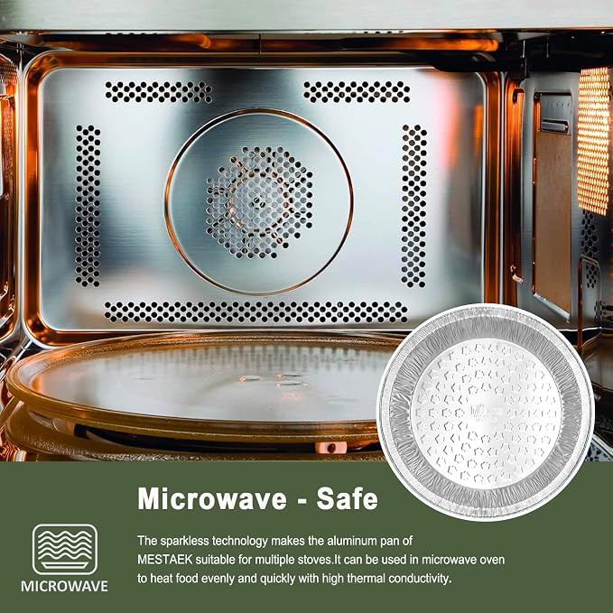9 Inch Aluminum Foil Pie Pans, 50 Pack | Heavy Duty Foil, Oven and Freezer Safe, Ideal for Pie Baking, Bake Sales and Catering