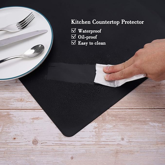 Silicone Mats for Countertop - 32"x 24"x0.06", Extra Large Multipurpose Mat, Counter Table Protector, Desk Saver Pad, Placemat Nonstick Nonskid Heat-Resistant Kitchen Pad, Black