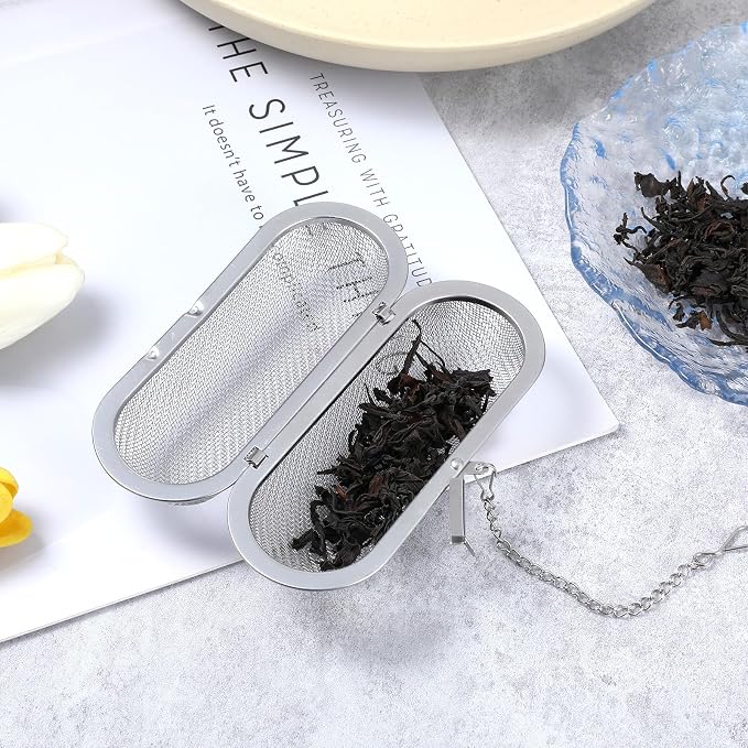 Tea Ball Infusers, 3 Pcs 4.25 x 1.75 Inch Stainless Steel Tea Infuser Floating Mesh Tea Strainer Ball Mulling Spice Ball Infuser Oval Reusable Tea Steeper Tea Filter for Kitchen Home Office