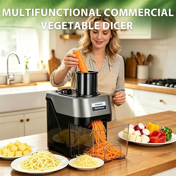 5-In-1 Vegetable Chopper Electric,Stainless Steel Chopper With Slice Strips