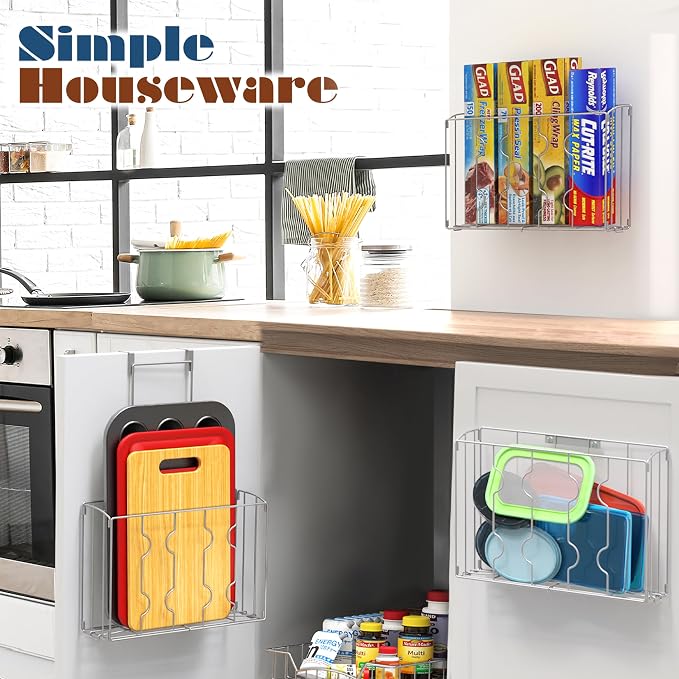 Simple Houseware Over Cabinet Door Organizer, Silver