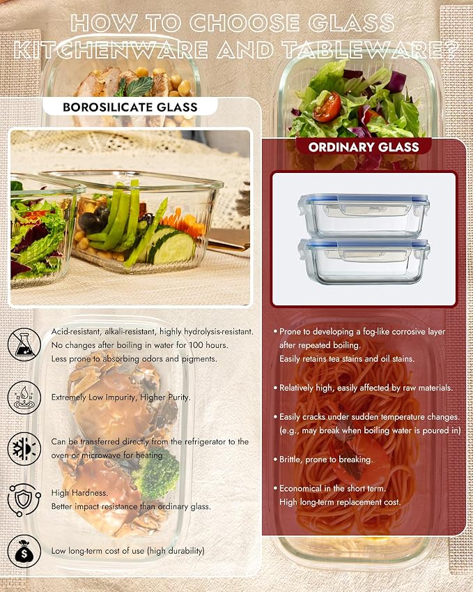 2-Pack 74oz(9.3 Cup) Baking & Meal Prep Containers, Borosilicate Glass with Tempered Lids & Steam Valve, Oven-Safe Airtight Food Storage Container Set, Gift Ready Luxury Packaging