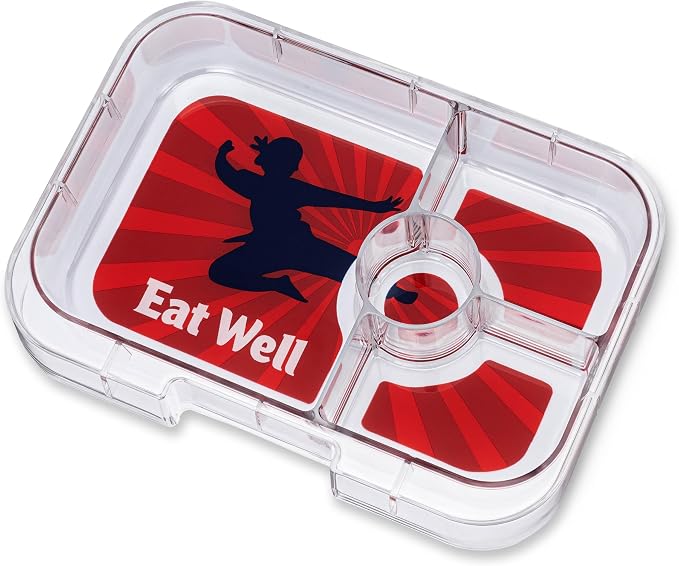 Yumbox Panino Leakproof Bento Lunch Box - Ninja Blue (Kung Fu Tray) | Sandwich Size Tray, 3 Compartments + Dip, Kid-Friendly, Easy Open Latch, Lightweight