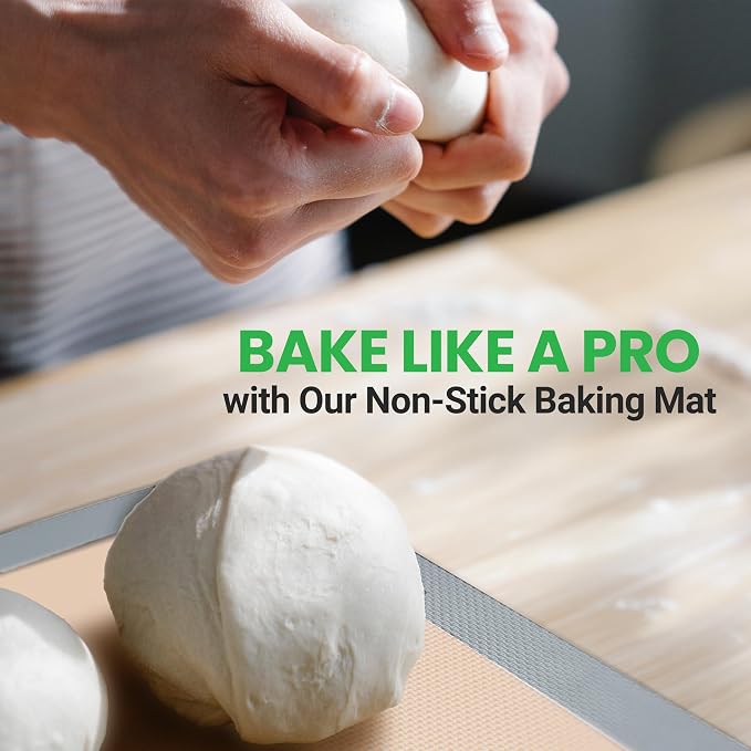 Nutrichef Silicone Baking Mats - 2 Non-stick Food-Grade Reusable Silicone Mats - Perfect for Half Baking Pans 16.5 x 11.6 IN - Oven-Safe Up to 480 Degrees F - Safe for Ovens & Dishwashers - Grey