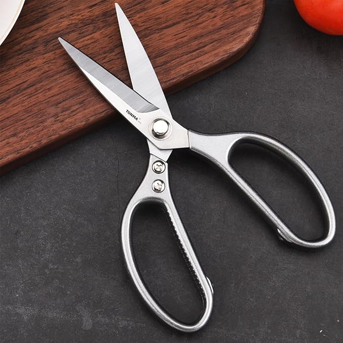 TONMA Kitchen Scissors for Food [Made in Japan] All-Purpose Kitchen Shears | 100% Japanese High Carbon Steel, Ultra-Sharp 4.0 mm Thickened Blades, Effortless Cutting, Ergonomic Ambidextrous